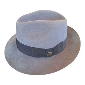 STACY ADAMS August Fedora Wool Felt Pinch Front Hat Gray Small SAW536